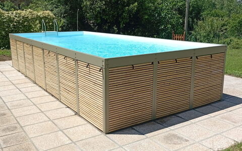 Podere Dolce Sonno e Sonnellino: Svømmepøl, Etage, Kompositmateriale, Skygge, Bejdse, Hårdttræ, Design, Planke, Krydsfiner, Backyard