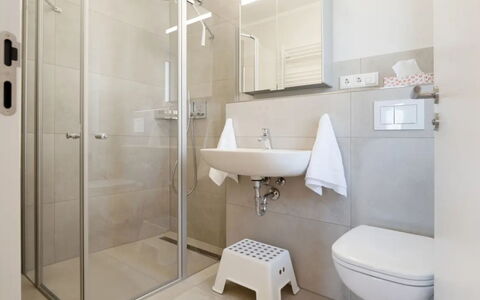 Reiterhof Rickert Glücksklee: Gulvbelægning, Indretning, Etage, Badeværelse, Sanitærarmatur, Toilet, Værelse, Loft, Håndvask, Vvs