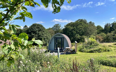 Howgill Pod: Busk, Have, Dome, Garden Bygninger, Dome, Gård, Parkere, Lawn, Skur, Udendørs Bench