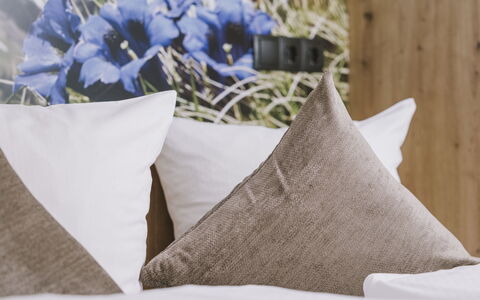 Mayrhofen 44: Pude, Soveværelse, Sengetøj, Throw Pillow, Sengetøj, Sengetøj, Pude, Textile, Møbel, Seng