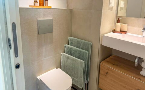 Residencial Áster: Sanitærarmatur, Gulvbelægning, Badeværelse, Indretning, Etage, Toilet, Badeværelsesskab, Vvs, Toiletbræt, Tap