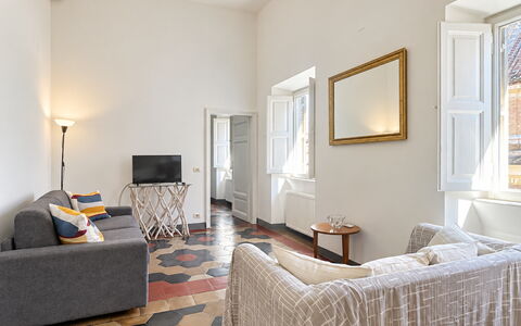 Appartamento Chiavari, Roma: Gulvbelægning, Indretning, Etage, Væg, Møbel, Træ, Loft, Couch, Stue, Værelse