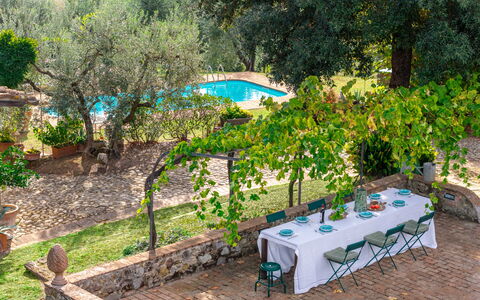 Podere Selva, Pool, Chianti: Busk, Have, Svømmepøl, Skygge, Backyard, Udendørs Møbler, Landscaping, Gård, Udvej, Blomsterkrukke