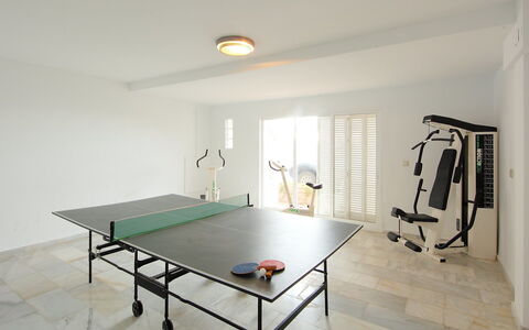 Villa Mimosa: Værelse, Ejendom, Bordtennis, Loft, Møbel, Bord, Indretning, Etage, Bygning, Hus