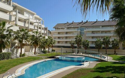 Dénia 170: Vand, Plante, Bygning, Himmel, Daytime, Vindue, Azure, Svømmepøl, Træ, Arkitektur