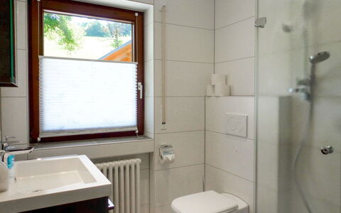 Pension Himmelsbach: Ejendom, Sanitærarmatur, Håndvask, Badeværelse, Toiletbræt, Purple, Vindue, Spejl, Tap