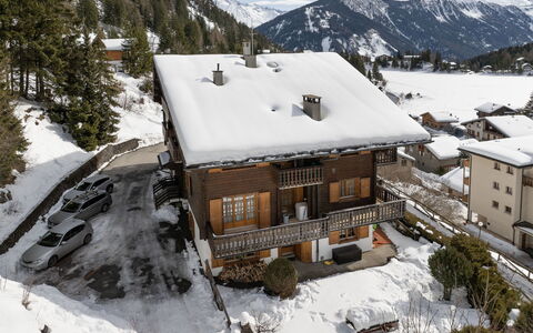 Champex 195: Hus, Sommerhus, Hjem, Landdistrikt, Hill Station, Hældning, Landsby, Lærk, Altan, Bjerglandsby