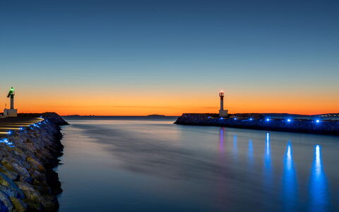 La Santa Maria: Blå, Vand, Vandressourcer, Skumring, Afterglow, Horisont, Solnedgang, Vandvej, Tårn