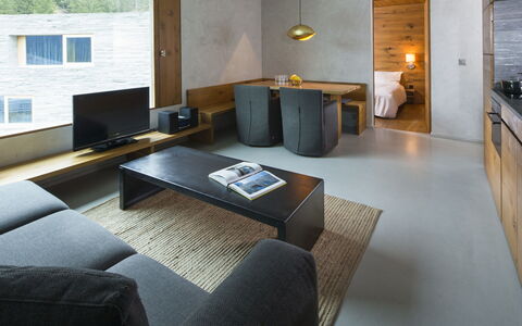 Comfort Alpine: Ejendom, Vindue, Træ, Stue, Indretning, Belysning, Bygning, Television, Gulvbelægning, Couch