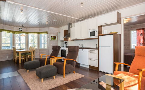 Vuosselinhovi F: Træ, Sommerhus, Bjælkehytte, Skov, Skur, Garden Bygninger, Lærk, Woodland, Bejdse