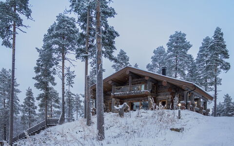Karhulinna: Træ, Vinter, Sommerhus, Hjem, Sne, Fryser, Bjælkehytte, Lærk, Veranda, Tømmer