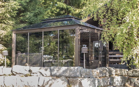 Tahkonbalju: Garden Bygninger, Skygge, Udendørs Struktur, Naturmateriale, Pavilion, Have, Gazebo, Landscaping, Pergola, Design
