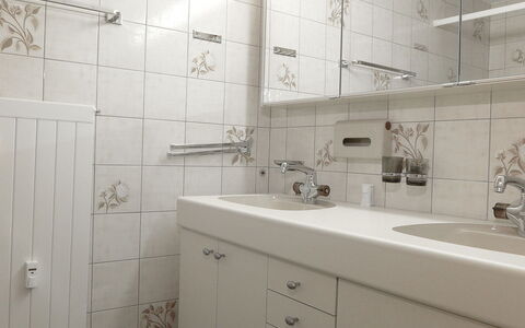 Schoneggacher Apt. S: Cabinetry, Spejl, Sanitærarmatur, Tap, Badeværelsesskab, Håndvask, Bygning, Badeværelse, Hus