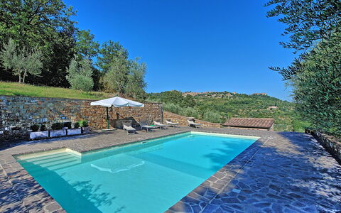 Villa Montalcino: Svømmepøl, Ejendom, Ejendom, Estate, Hus, Fritid, Bygning, Villa, Græs, Træ