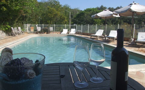 Villa Il Castagno: Vand, Ejendom, Svømmepøl, Azure, Plante, Træ, Udendørs Møbler, Flaske, Himmel, Fritid